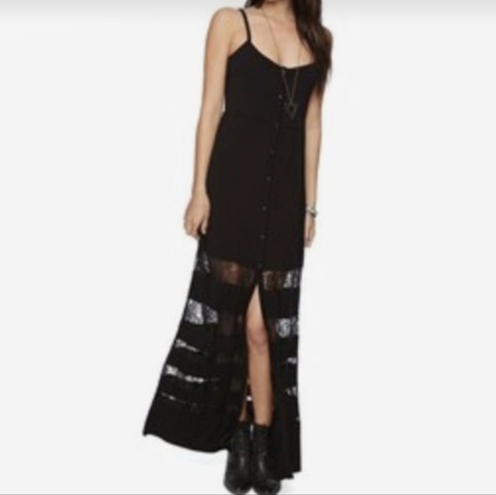 🌼sale🌼 Volcom Maxi Dress Sheer Lace Stripe Black